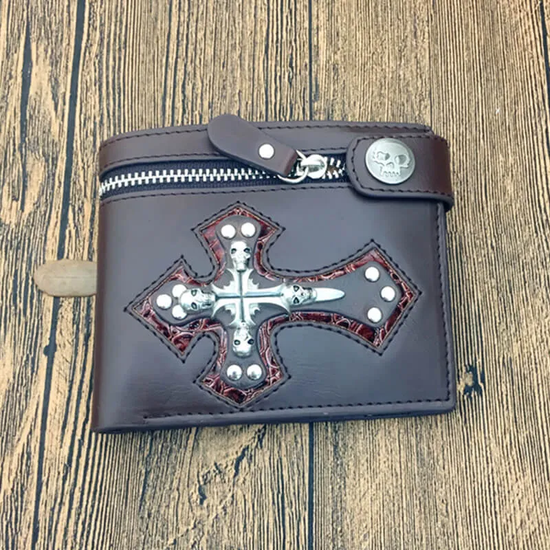 Gothic Skull Cross Bifold Leather Wallet sold by GTHIC product image thumbnail 3