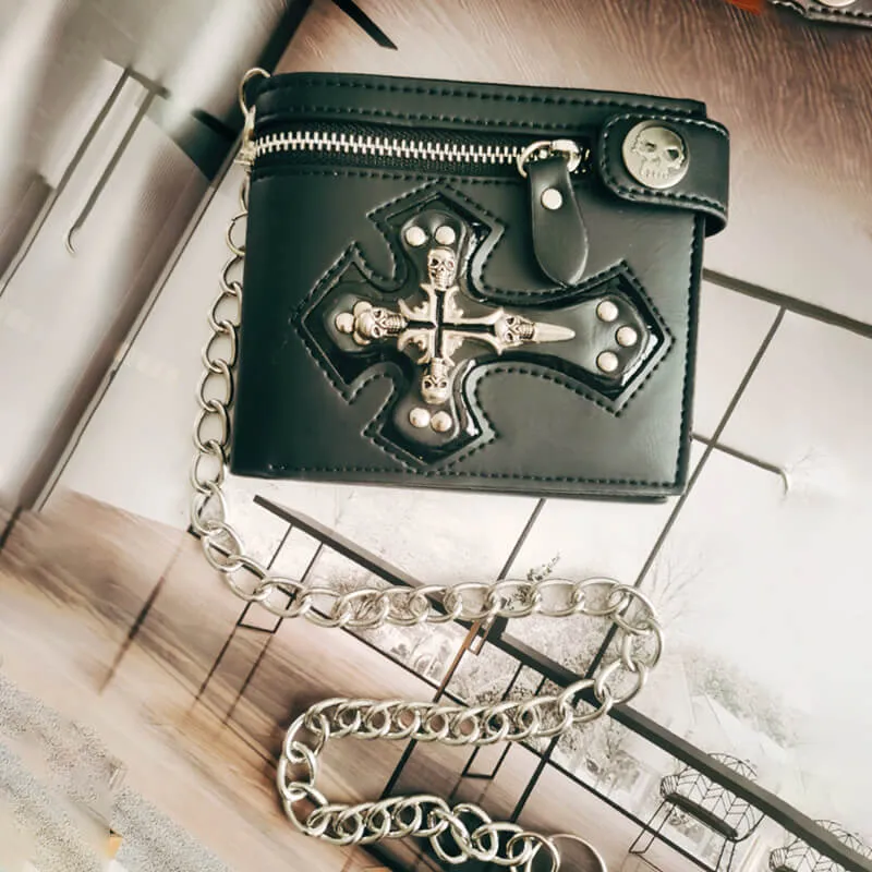 Gothic Skull Cross Bifold Leather Wallet sold by GTHIC product image thumbnail 4