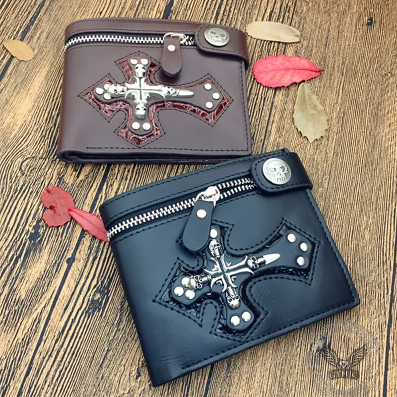 Gothic Skull Cross Bifold Leather Wallet sold by GTHIC