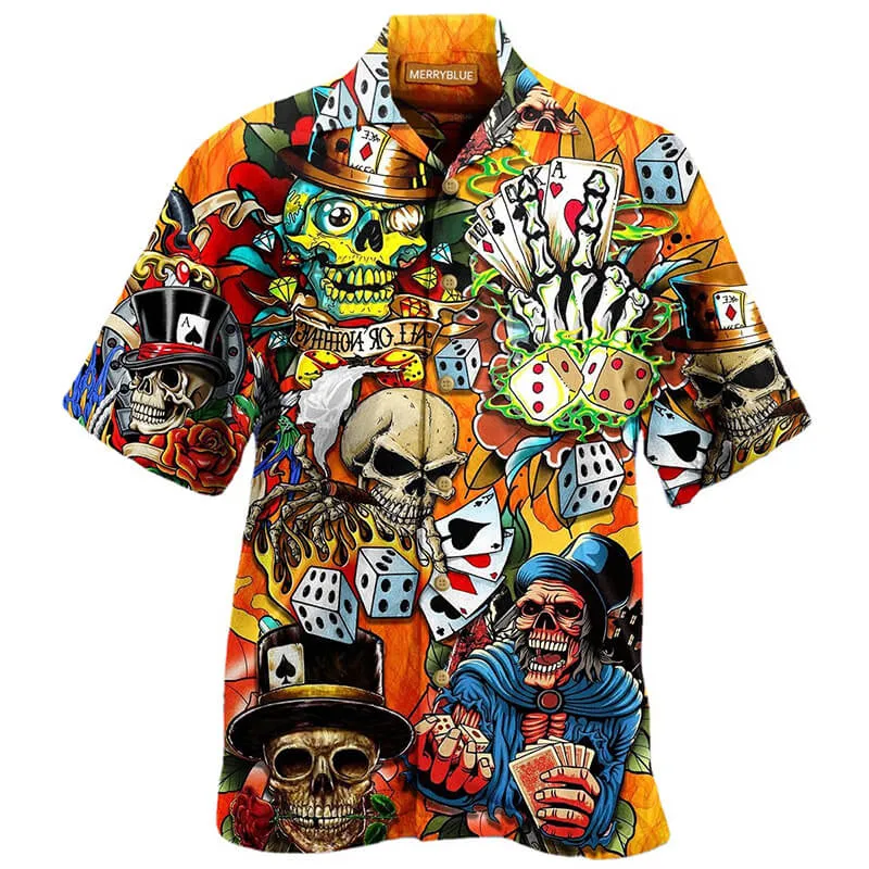 Hawaii Poker Card Dice Polyester Skull Shirt sold by GTHIC