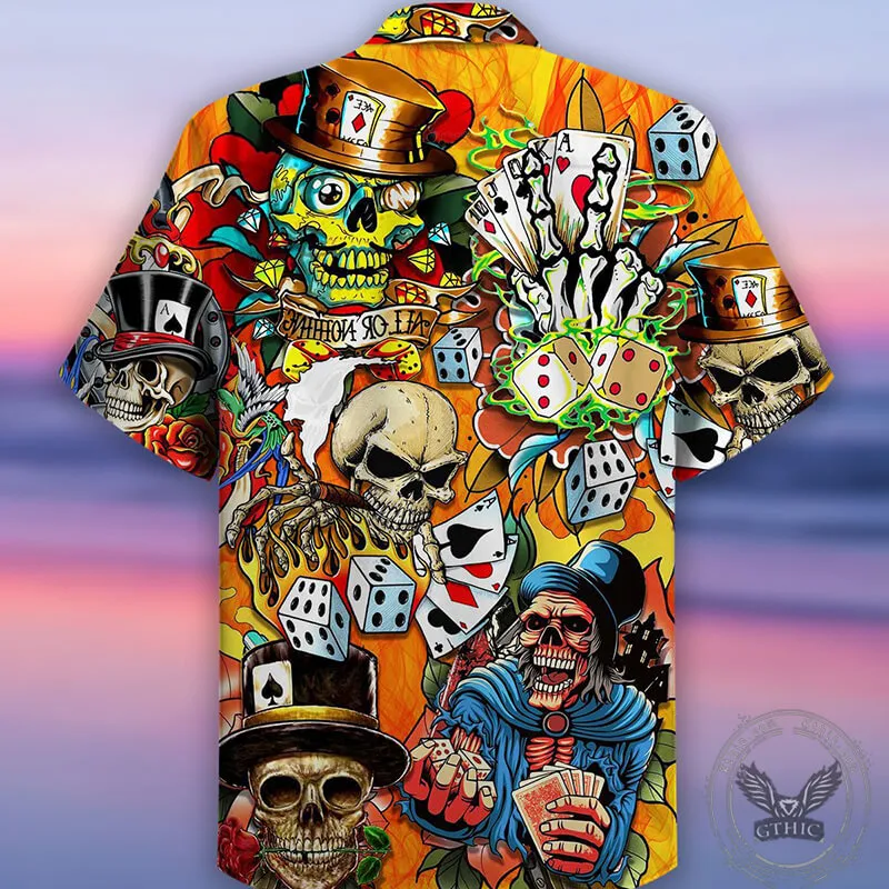 Hawaii Poker Card Dice Polyester Skull Shirt sold by GTHIC product image thumbnail 3