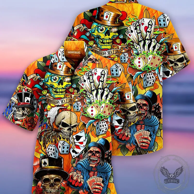 Hawaii Poker Card Dice Polyester Skull Shirt sold by GTHIC product image thumbnail 2