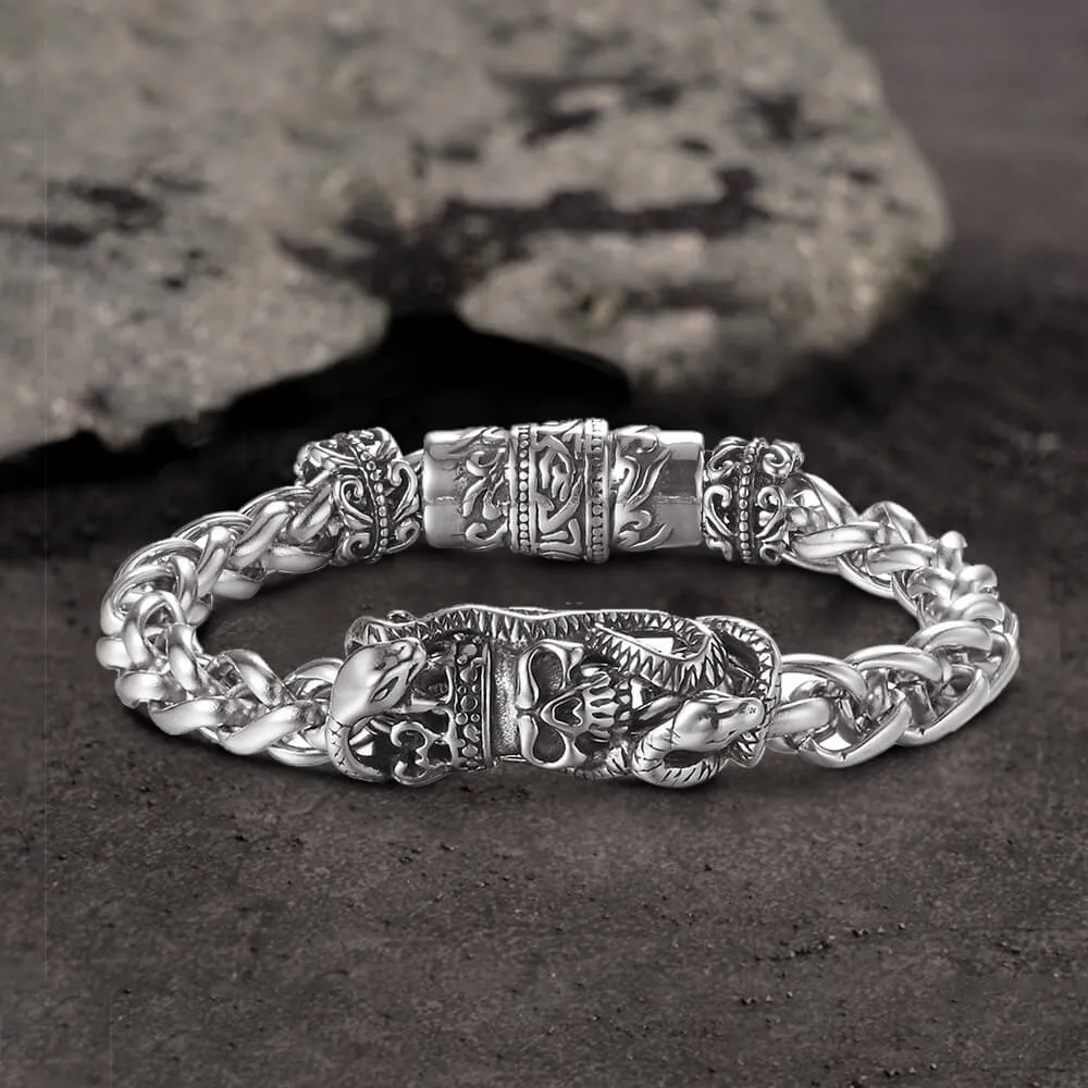 Snake Punk Stainless Steel Skull Bracelet sold by GTHIC