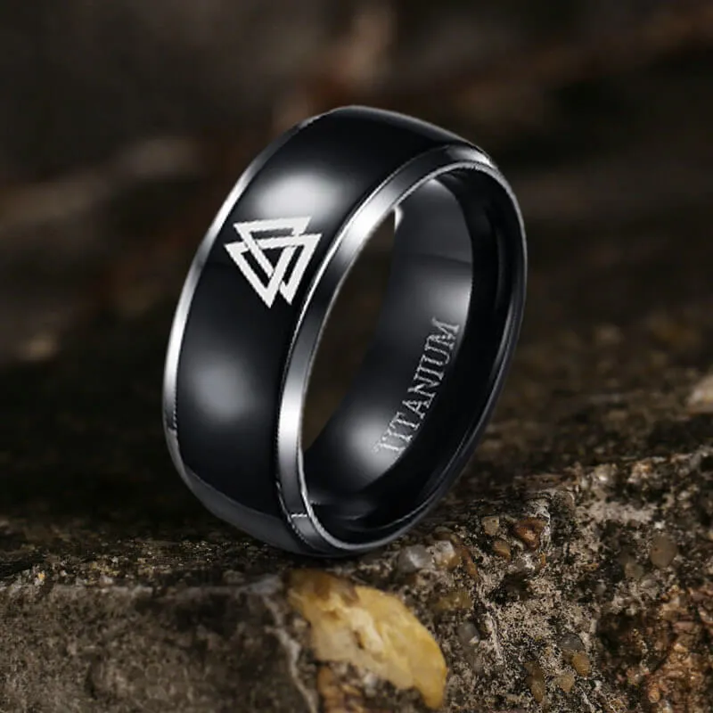 Polished Valknut Titanium Band Viking Ring sold by GTHIC product image thumbnail 3