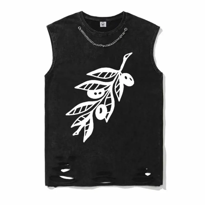 Funny Tattoos Print Vintage Washed Vest Top sold by GTHIC
