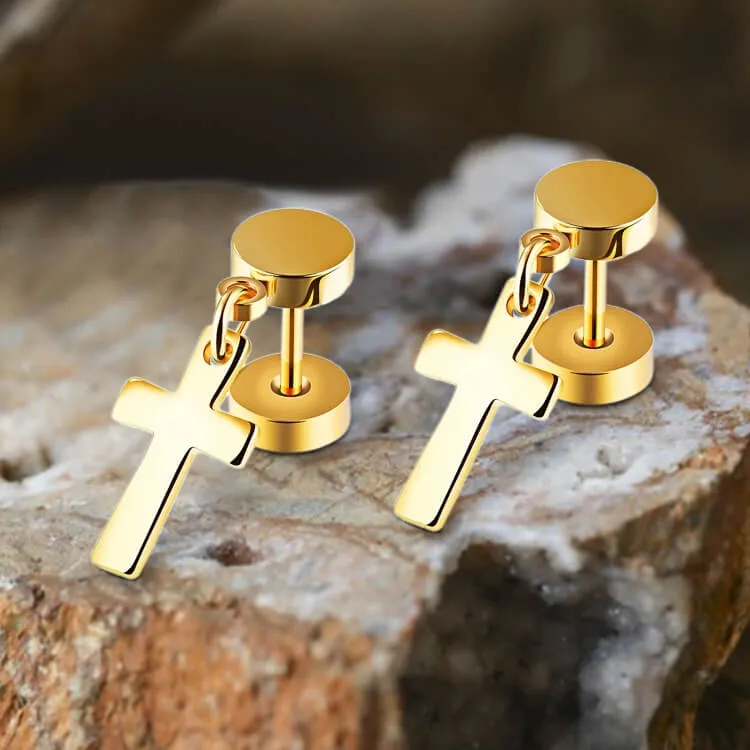 Cross Design Stainless Steel Dangle Earrings sold by GTHIC product image thumbnail 3