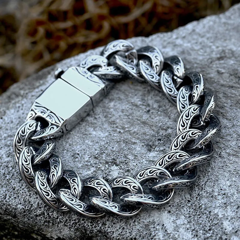 Vintage Carve Pattern Stainless Steel Bracelet sold by GTHIC