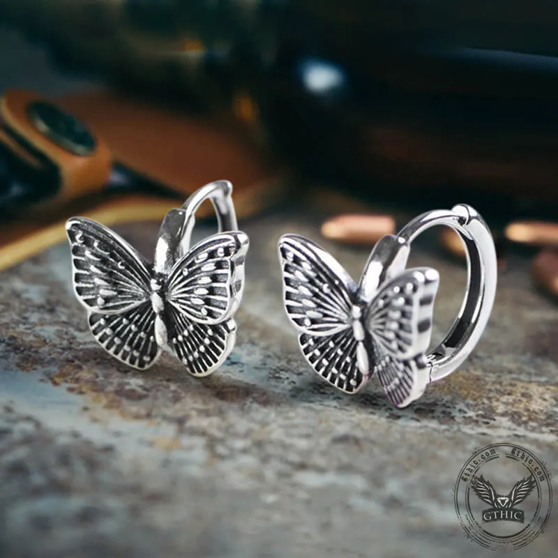 Hollow Out Butterfly Sterling Silver Huggie Earrings sold by GTHIC product image thumbnail 5