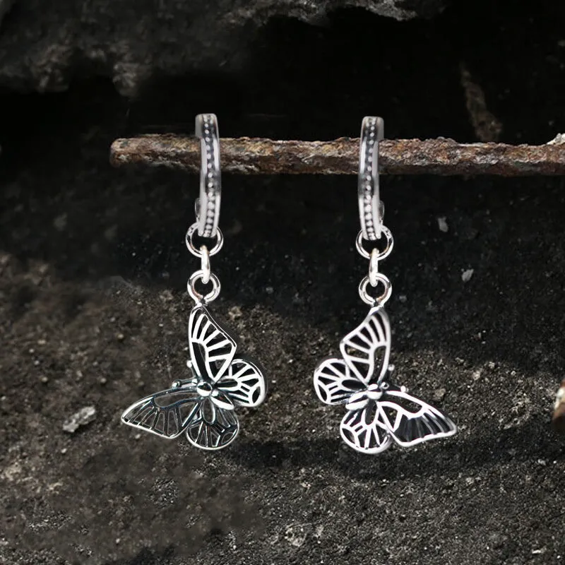 Hollow Out Butterfly Sterling Silver Huggie Earrings sold by GTHIC product image thumbnail 3