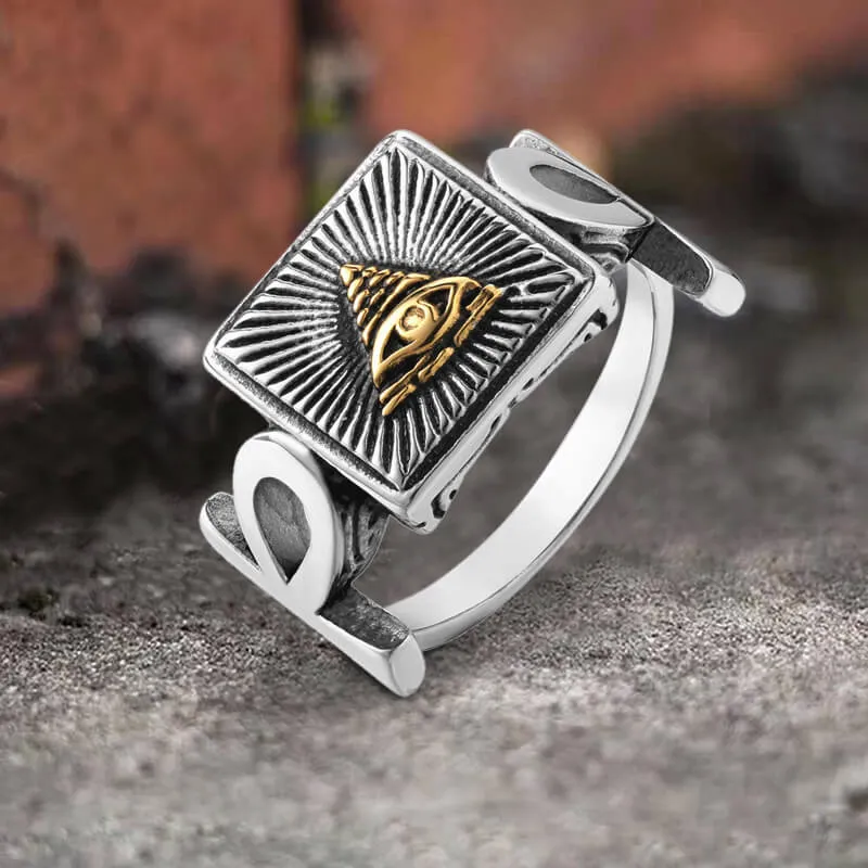 Eye of Providence Square Masonic Stainless Steel Ring sold by GTHIC product image thumbnail 2