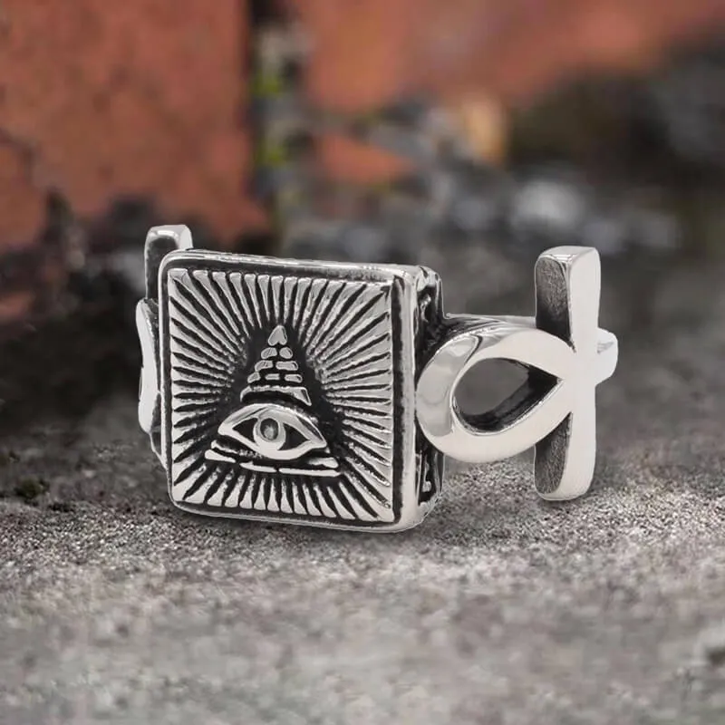 Eye of Providence Square Masonic Stainless Steel Ring sold by GTHIC product image thumbnail 3