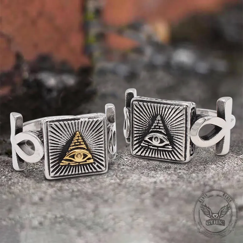 Eye of Providence Square Masonic Stainless Steel Ring sold by GTHIC