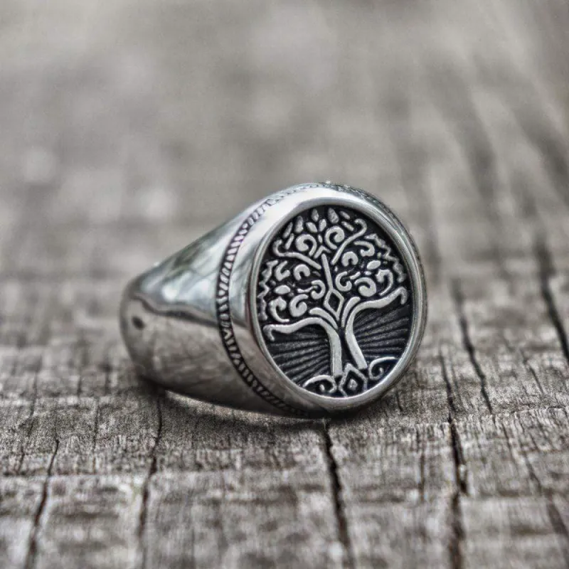 Tree of Life Signet Stainless Steel Viking Ring sold by GTHIC