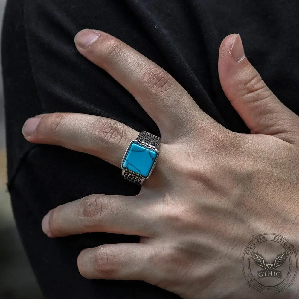 Square Turquoise Stainless Steel Ring sold by GTHIC product image thumbnail 2