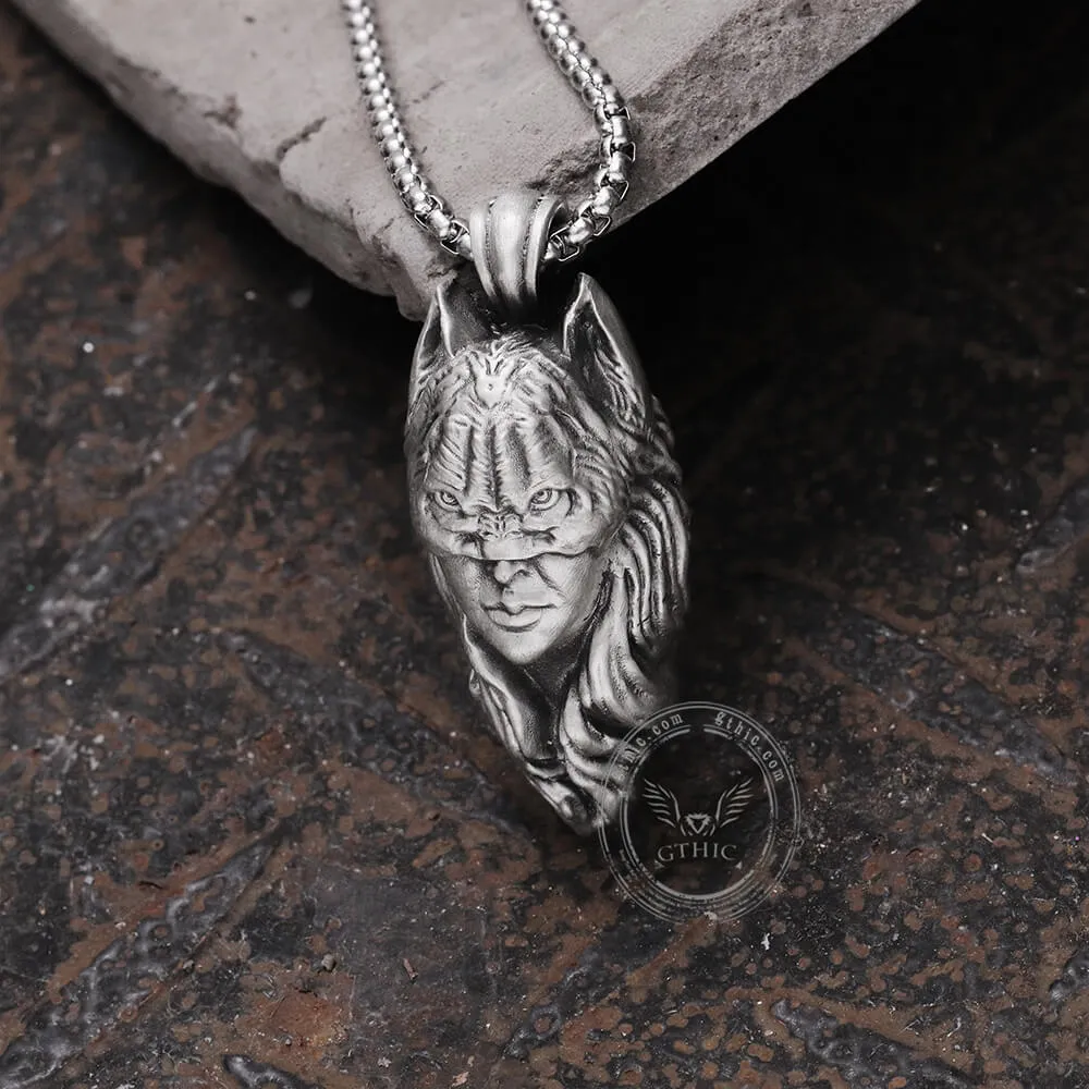 Woman With Cat Mask Pure Tin Necklace sold by GTHIC product image thumbnail 4