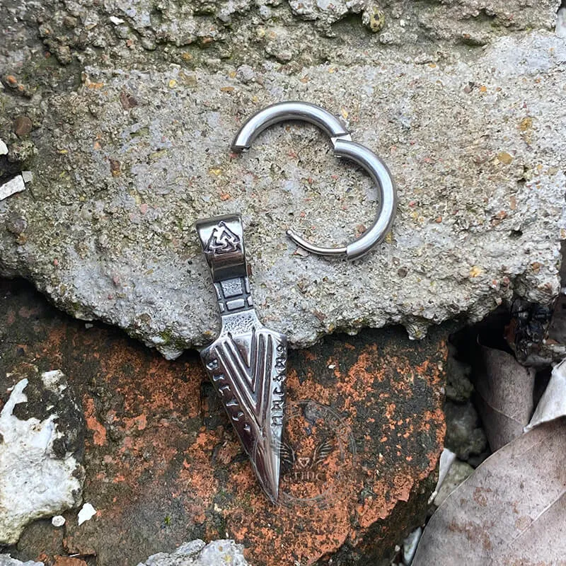 Viking Spear Head Valknut Stainless Steel Earrings sold by GTHIC product image thumbnail 5