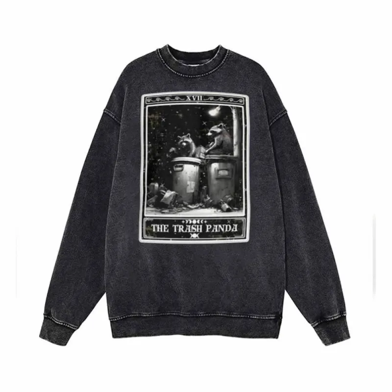 The Trash Panda Tarot Card Vintage Washed Sweatshirt sold by GTHIC