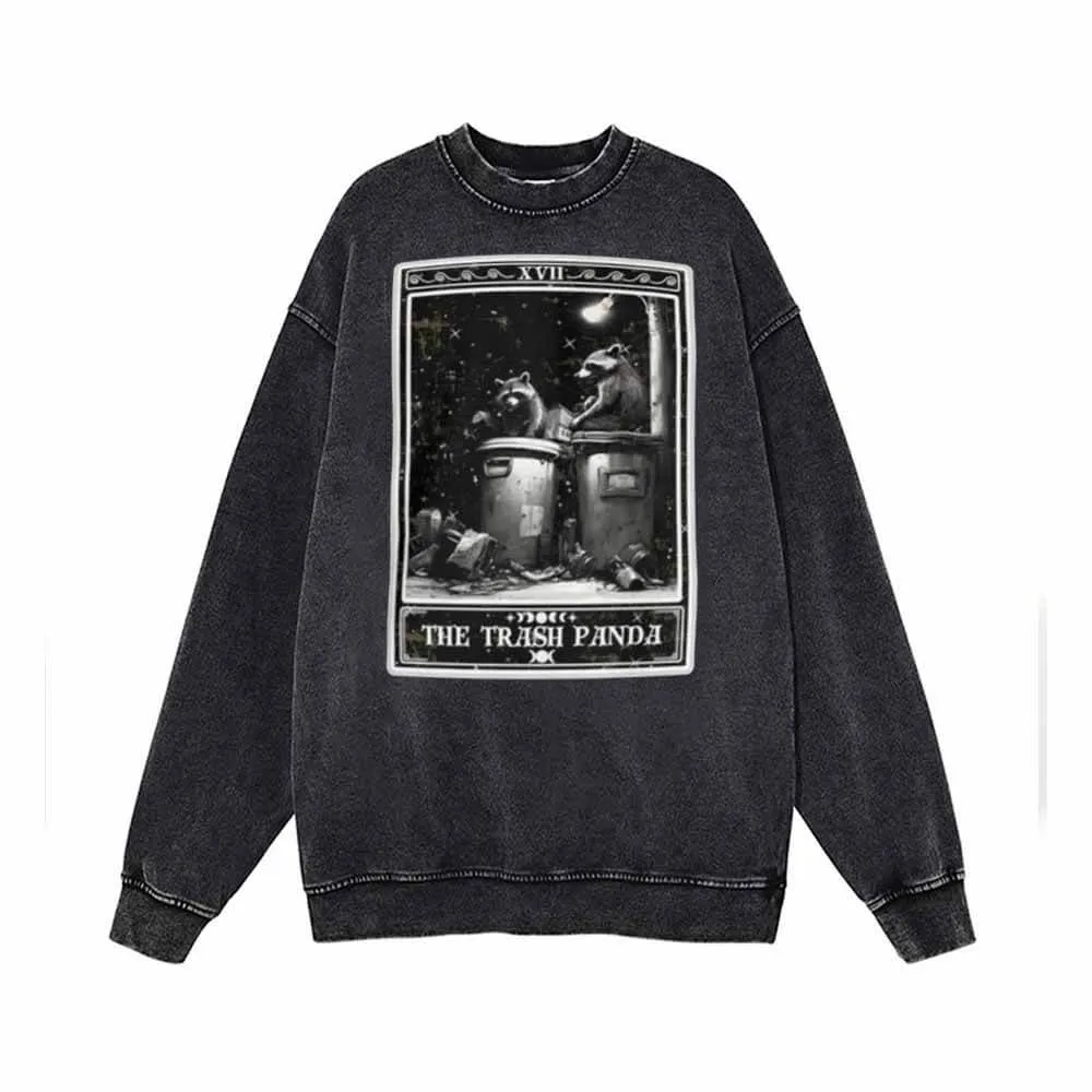 The Trash Panda Tarot Card Vintage Washed Sweatshirt sold by GTHIC