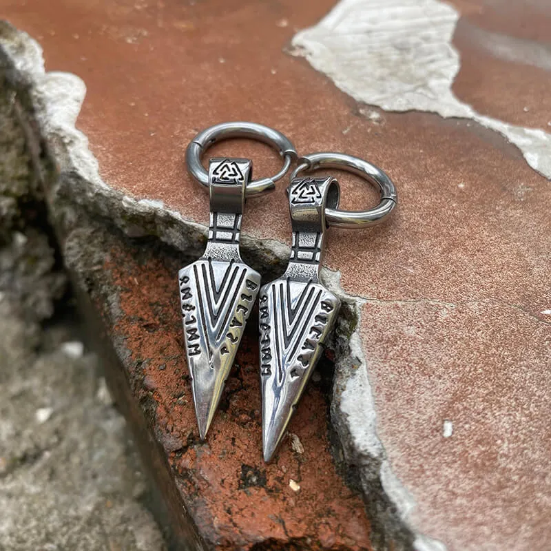 Viking Spear Head Valknut Stainless Steel Earrings sold by GTHIC