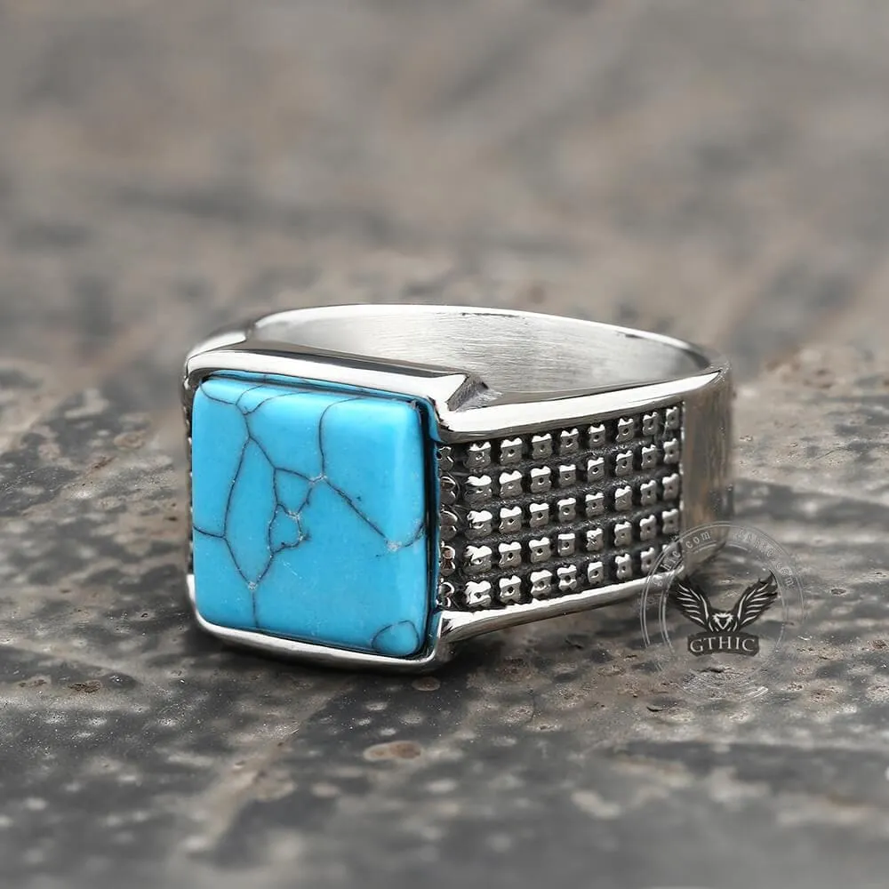 Square Turquoise Stainless Steel Ring sold by GTHIC product image thumbnail 3