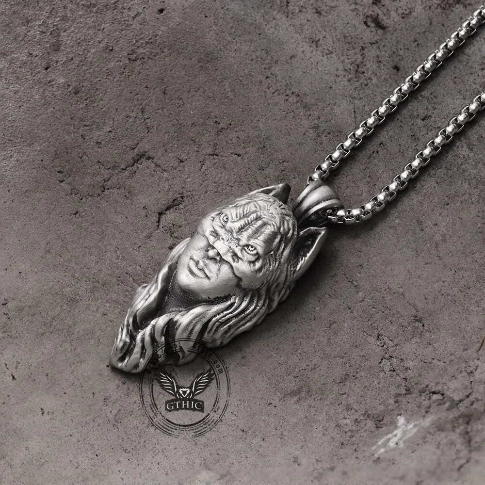 Woman With Cat Mask Pure Tin Necklace sold by GTHIC product image thumbnail 5