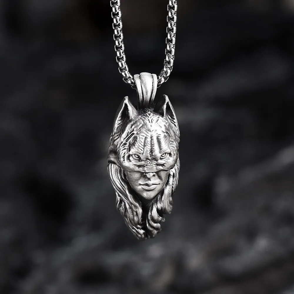 Woman With Cat Mask Pure Tin Necklace sold by GTHIC