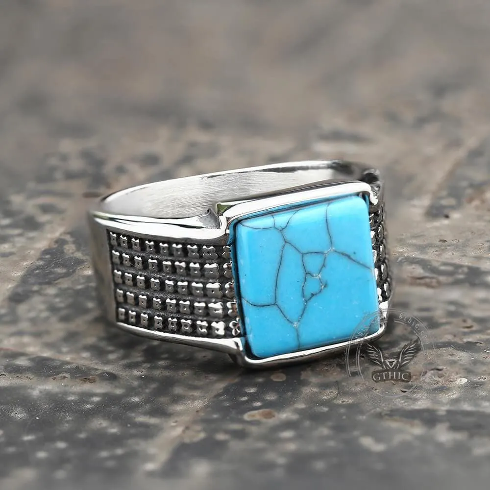 Square Turquoise Stainless Steel Ring sold by GTHIC product image thumbnail 4