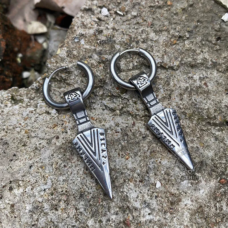 Viking Spear Head Valknut Stainless Steel Earrings sold by GTHIC product image thumbnail 3