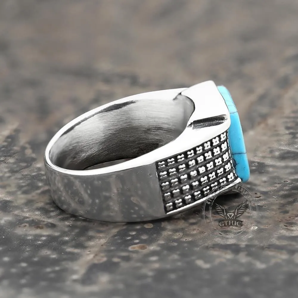 Square Turquoise Stainless Steel Ring sold by GTHIC product image thumbnail 5