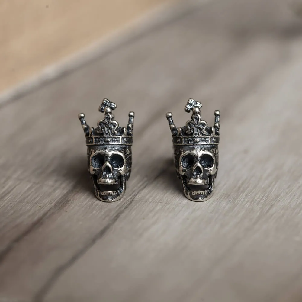 Skull King Crown Sterling Silver Stud Earrings sold by GTHIC