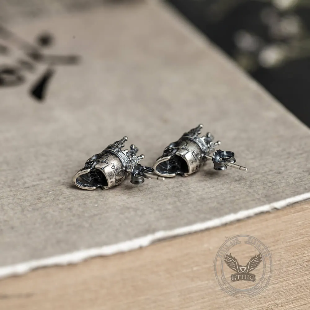 Skull King Crown Sterling Silver Stud Earrings sold by GTHIC product image thumbnail 5