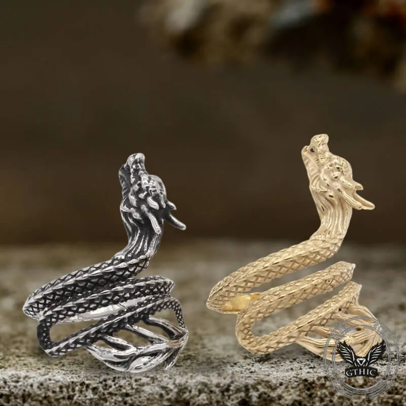 Vintage Coiled Chinese Dragon Stainless Steel Ring sold by GTHIC