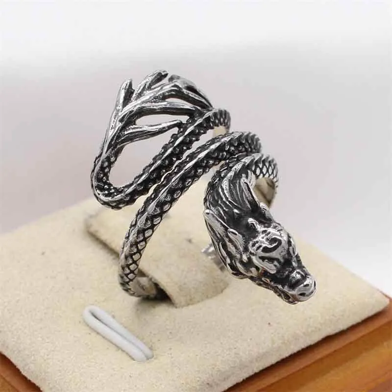 Vintage Coiled Chinese Dragon Stainless Steel Ring sold by GTHIC product image thumbnail 4