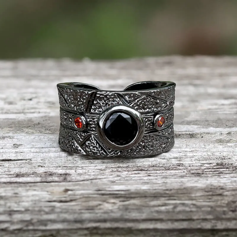 Black Textured Stone-set Copper Open Ring sold by GTHIC