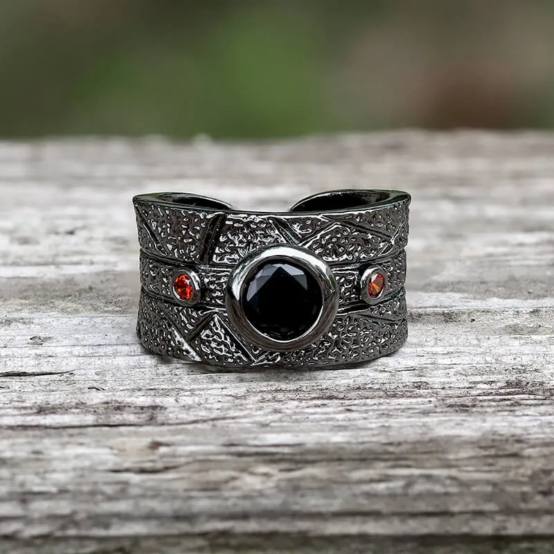 Black Textured Stone-set Copper Open Ring sold by GTHIC
