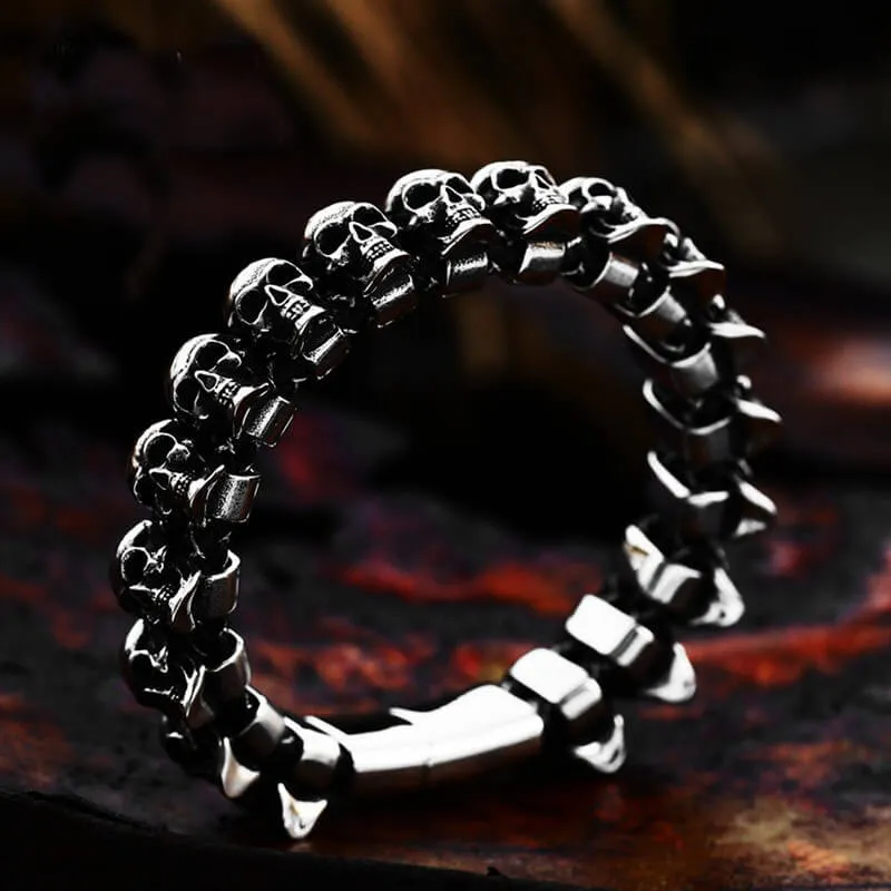 Surrounded Skulls Stainless Steel Bracelet sold by GTHIC