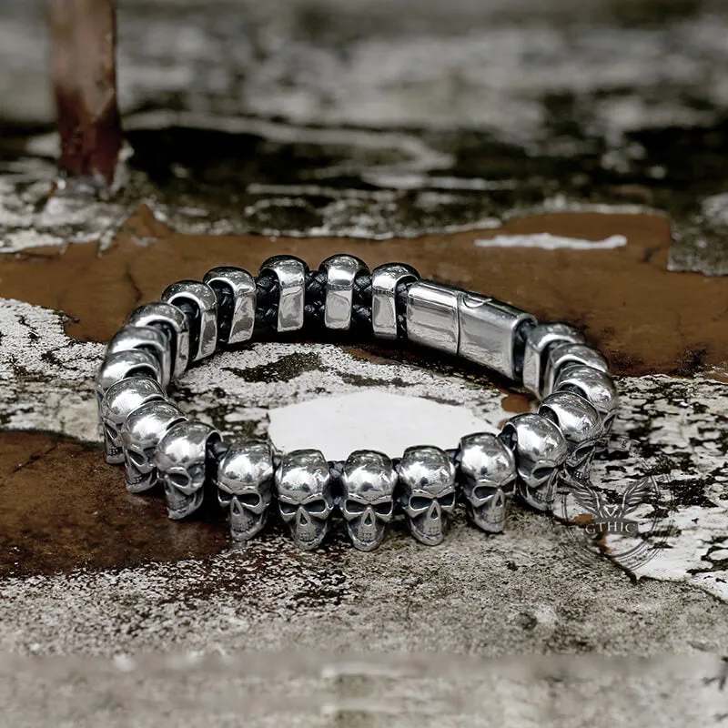 Surrounded Skulls Stainless Steel Bracelet sold by GTHIC product image thumbnail 5