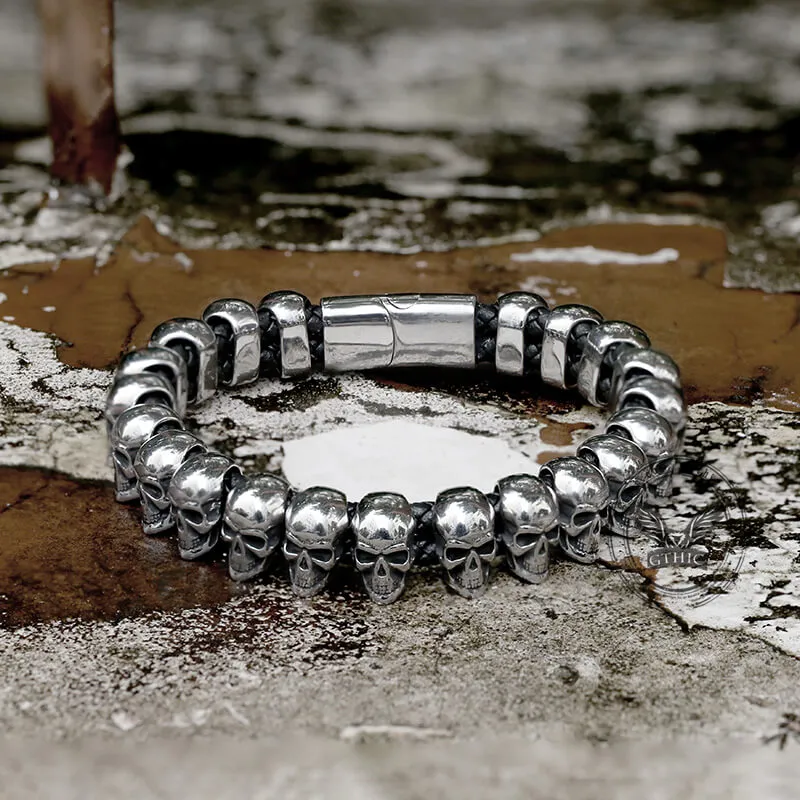 Surrounded Skulls Stainless Steel Bracelet sold by GTHIC product image thumbnail 4