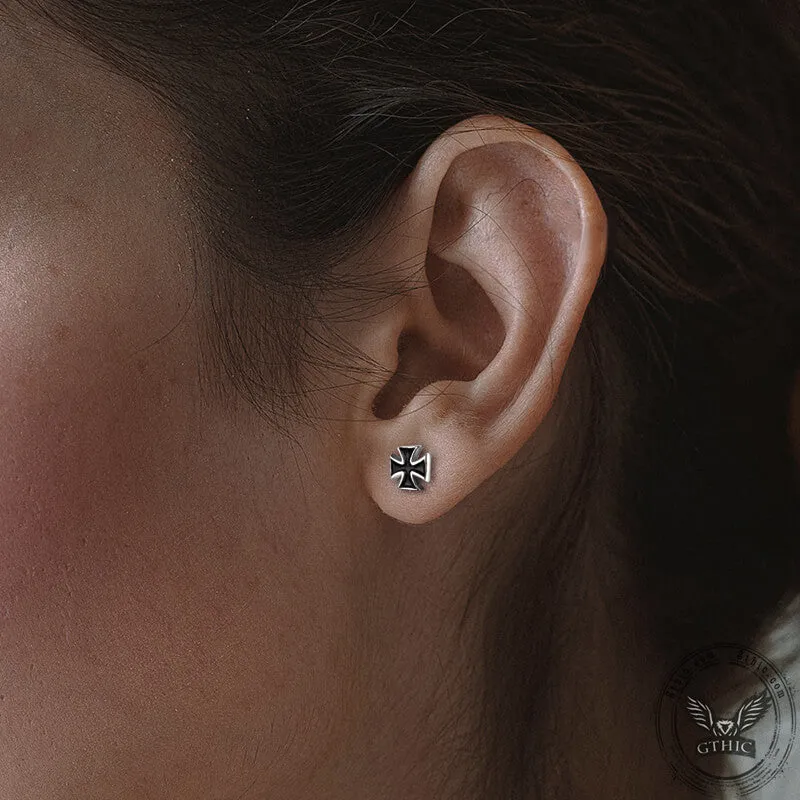 Punk Iron Cross Stainless Steel Stud Earring sold by GTHIC product image thumbnail 2
