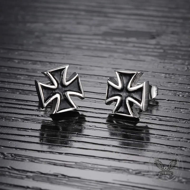 Punk Iron Cross Stainless Steel Stud Earring sold by GTHIC product image thumbnail 4
