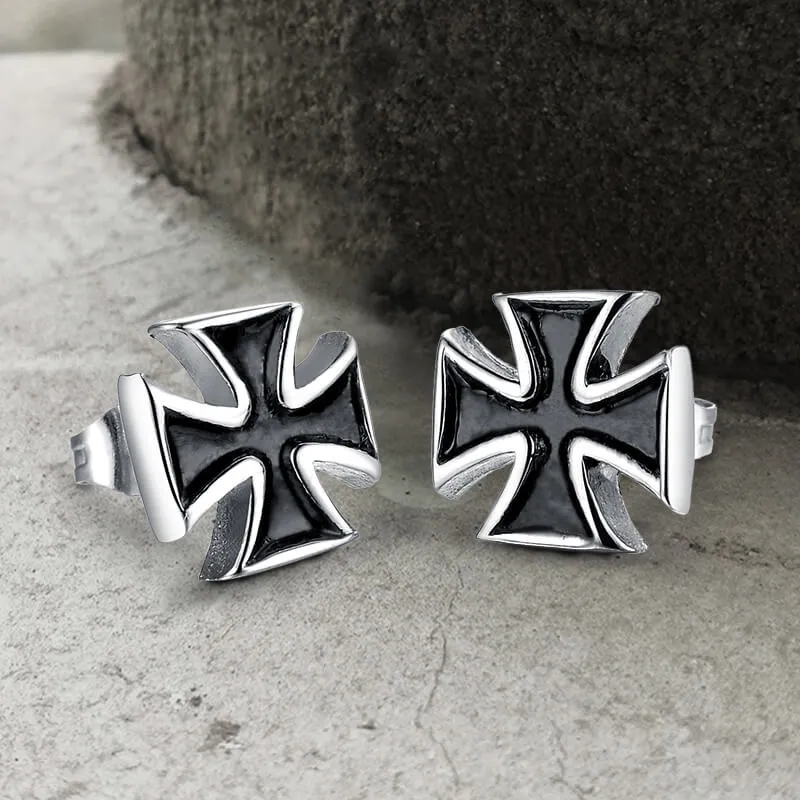 Punk Iron Cross Stainless Steel Stud Earring sold by GTHIC
