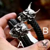 Hannya Oni Stainless Steel Leather Bracelet sold by GTHIC