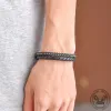 Double Braided Leather Stainless Steel Bracelet sold by GTHIC