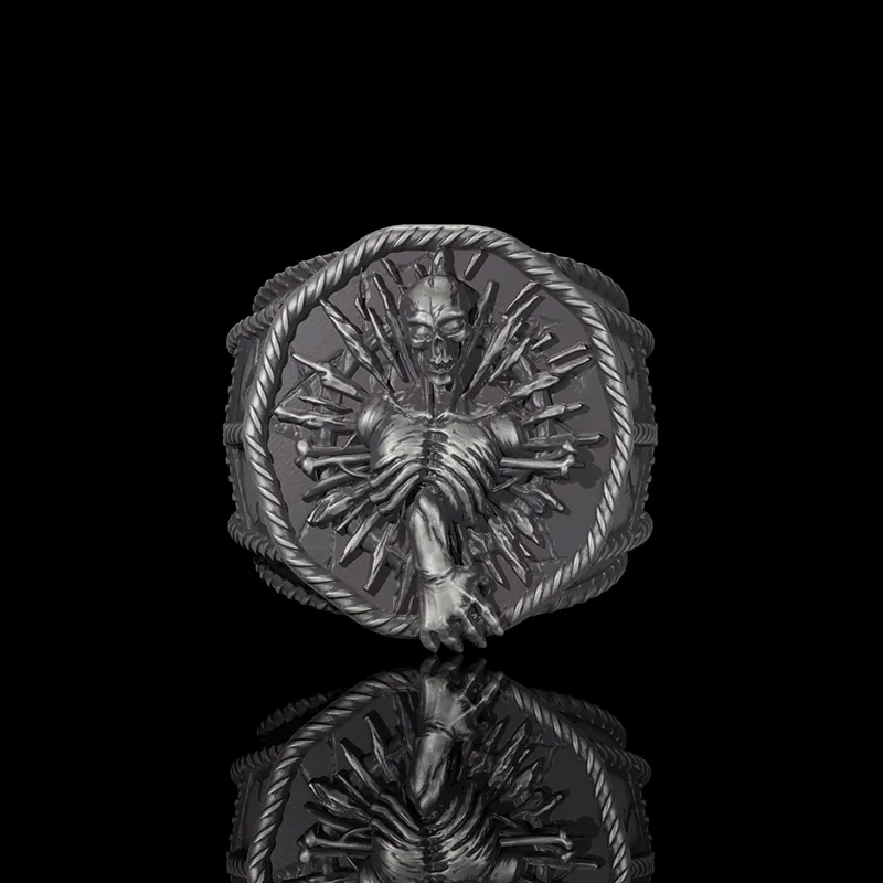 Skeleton Bones Sterling Silver Skull Ring sold by GTHIC