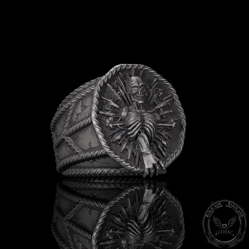 Skeleton Bones Sterling Silver Skull Ring sold by GTHIC product image thumbnail 3