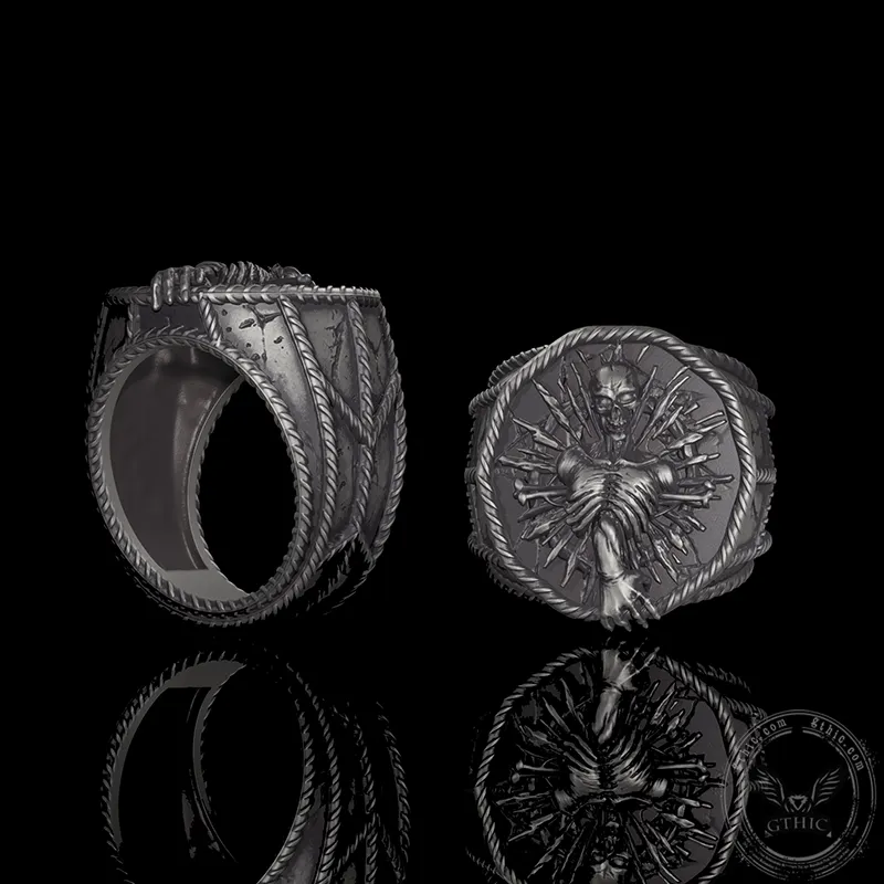 Skeleton Bones Sterling Silver Skull Ring sold by GTHIC product image thumbnail 2