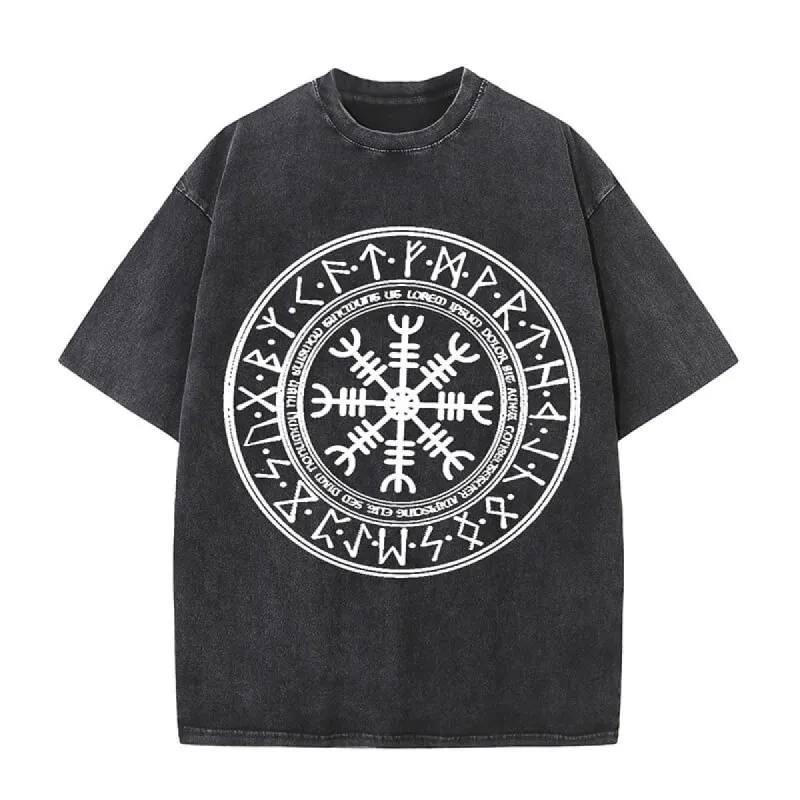 Helm Of Awe Totem Runes Viking Washed T-shirt sold by GTHIC