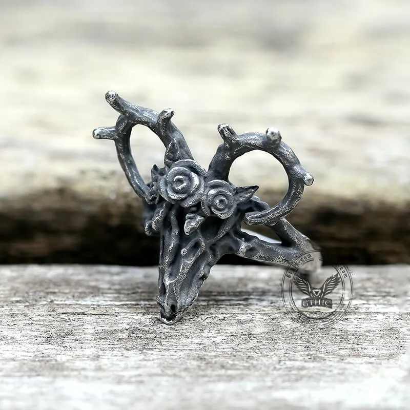 Deer And Rose Stainless Steel Skull Ring sold by GTHIC product image thumbnail 3