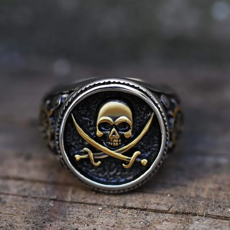 Retro Pirate Stainless Steel Skull Ring sold by GTHIC