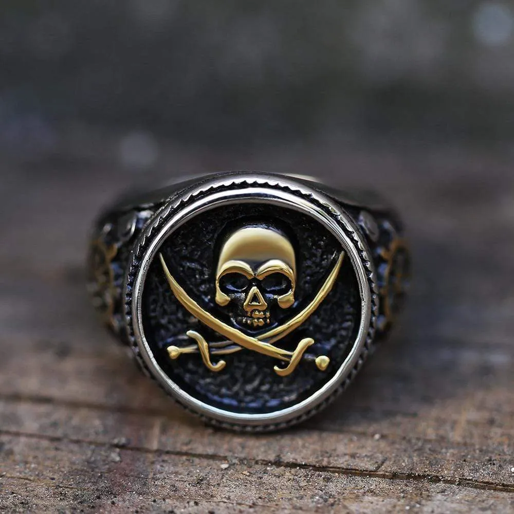 Retro Pirate Stainless Steel Skull Ring sold by GTHIC